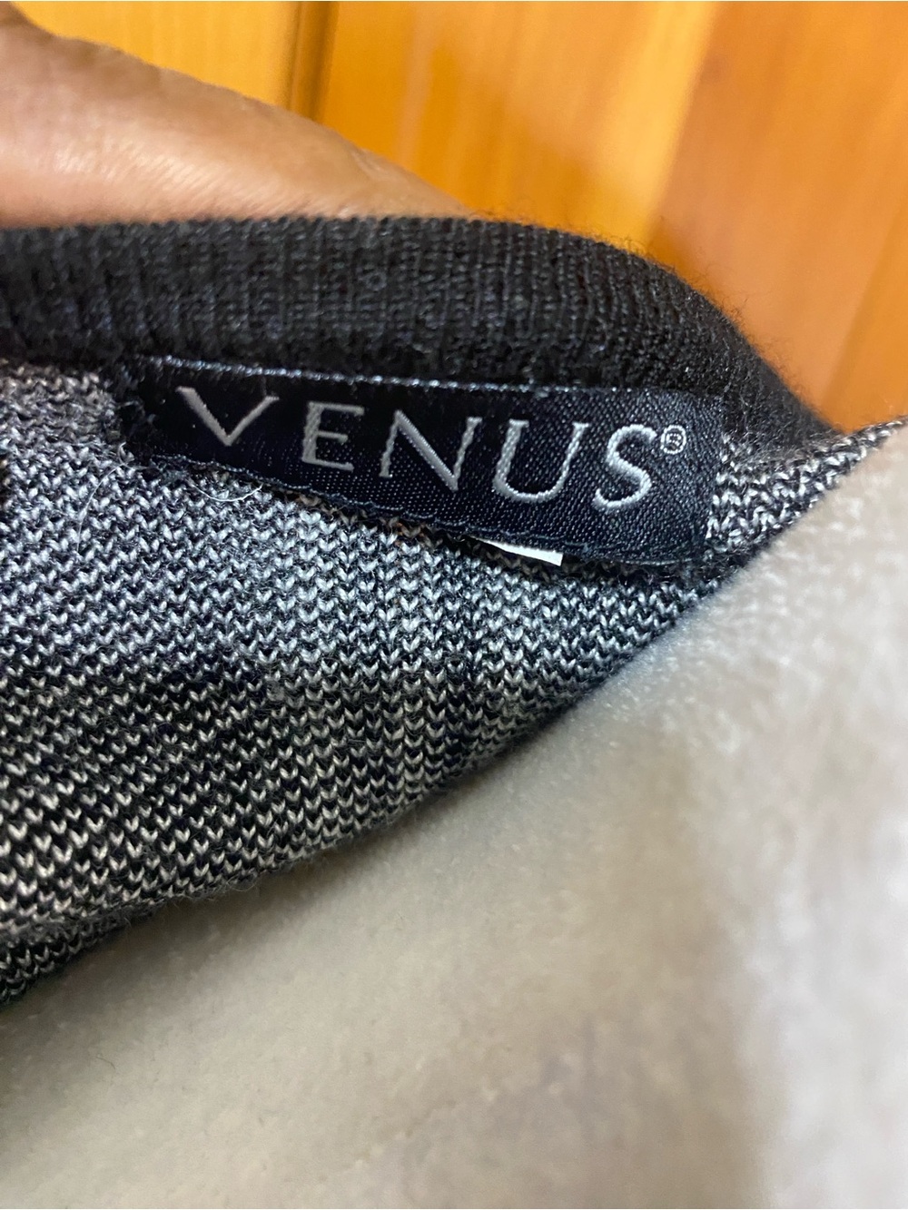 VENUS Gray Plaid & Houndstooth Open Cardigan with Red Trim - Picture 5 of 5